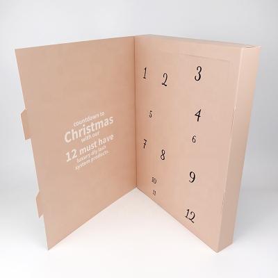 China Recycled Materials Custom Design 12 Day Advent Calendar Paper Gift Box With Insert Tray For Christmas Cosmetic Packaging for sale