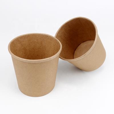 China Recycled Materials Packaging Paper Soup Cup Tub Custom Brown Bowl Take Away Foods Paper Packaging Boxes for sale