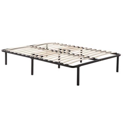 China KD Farmar Full Wooden Slat Metal Bed Frame Iron Queen Size Bed Frame For Hotel for sale