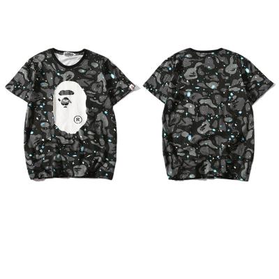 China Anti-wrinkle China factory unisex casual T-shirt monkey printing camouflage cotton short sleeve starry T-shirt for sale