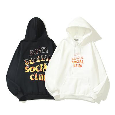 China Hot Selling Unisex Casual Hoodies ASSC Flame Letter Waterproof Printing Hoodies Plus Velvet Loose Sports Hoodies for sale