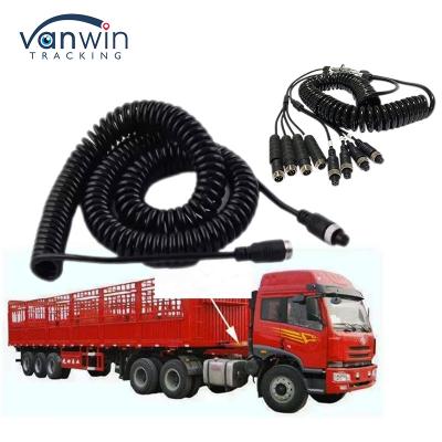 China Car Video Aviation Spring Wire Trailer Connector Wire 4-Pin/RCA Spiral Extension Curled Cable for sale