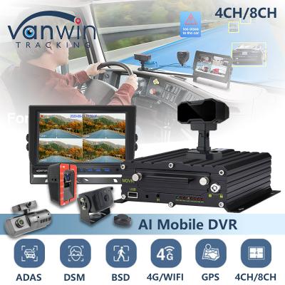 China 8CH AI BSD ADAS DMS MDVR System HD 1080P HDD Mobile DVR Met 4G GPS WIFI Functie Te koop