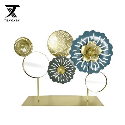 China Art Deco Home Decor Decorative Desktop Flower Table Mirror with Metal Stand for Living Room for sale