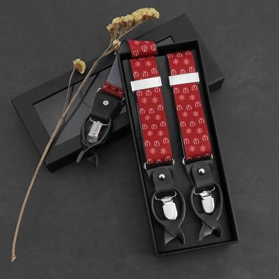 China Y-Back Wholesale Custom Christmas Braces Gift Box Y Shape 3 Clips Replaceable Button Adjustable Elastic Suspender For Men for sale