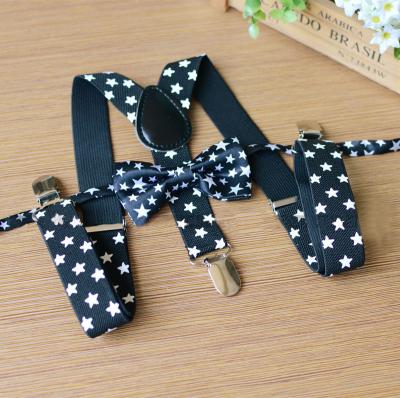 China Fashion 3 Y-Back Wholesal Cut Elastic Y-back Kids Bow Tie Suspenders And Suspenders Set for sale