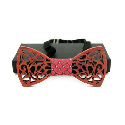 China Retro New Design Retro New Design Wooden Bow Ties Floral Hollow Wooden Bow Ties Casual Bow Ties for sale