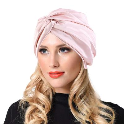 China Wholesale Custom Made High Quality 100% Pure Silk Turban Silk Head Wraps Comfortable 100 Silk Hood With Logo Hair Bonnet With Logo for sale