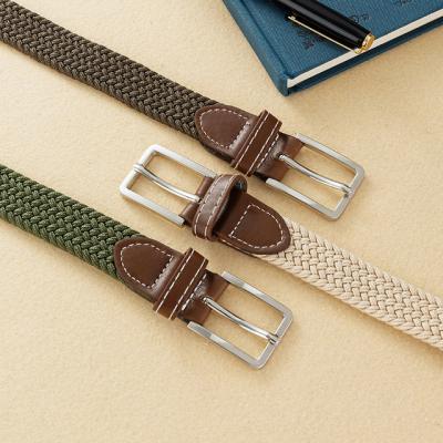 China Casual Knitted Pin Buckle Belt Woven Canvas Elastic Expandable Stretch Braided Stretch Pin Buckle Fashion Women Men Belt Single Strap for sale