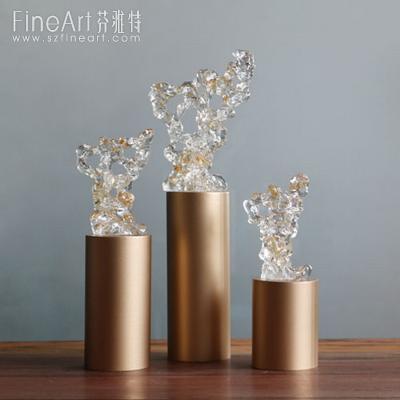 China Small hot abstract metal art bronze crystal sculpture for home decoration for sale