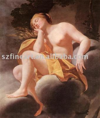 China Classical famous handmade handmade people with Venus sexy nude sleeping body oil painting by Simon Vouet for sale