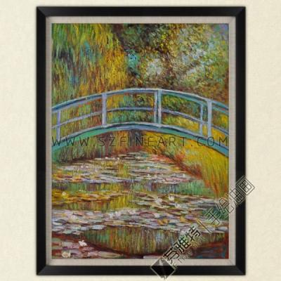 China Impressionist Japanese Bridge, 100% Handmade Claude Monet Print Oil Painting Canvas Reproductions for sale