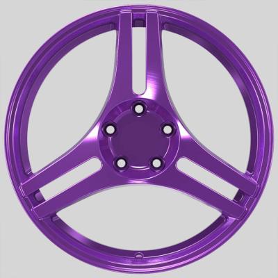 China Beautiful Shape Special Color Forged Wheels 5 Hole Purple Brushed 3 Spoke Car Rims For Passenger for sale