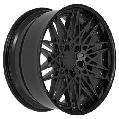 China A6061-T6 Aluminum Alloy Staggered 2 Pcs Patch Forged Wheels Black Deep Lip 19 x 8.5 Wheels 19 Deep Plate Rims for sale