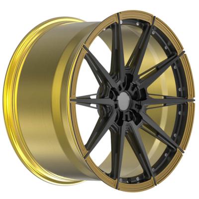 China Aluminum Alloy A6061-T6 Al 2 Piece Alloy Pcd Wheels 108 18 Inch Center Black Wheels 5x108 Barrel Brushed Rims for sale