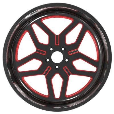 China 6061-T6 Aluminum Alloy Black And Red 5 Star Spoke Forged 4x4 Wheel Sport Rims For Car BMW 118 2006 for sale