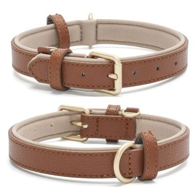 China 2 Inch Wide Vegan Thoughtful Eco-Friendly Rose Gold Studded Padded Pet Hemp Genuine Leather Dog Collar and Leash Set for sale