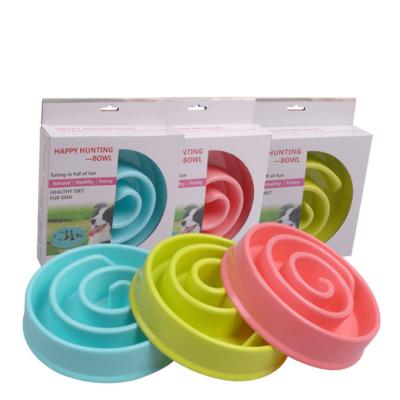 China Durable Plastic Fun Maze Pet Bowl Slow Feeder Anti Clogging Feeder Prevent Bloating Feeding Plastic Dog Pet Food Bowl for sale