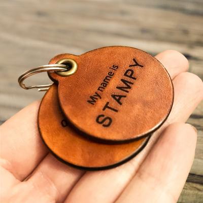 China Personalized 2022 Hot-selling Pet Supplies Personalized Real Pet Leather Dog Collar Custom Anti-lost ID Tag for sale