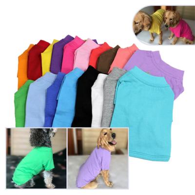 China Stocked Wholesale Summer Cheap Cotton Single Color Pet Clothes Dog T-shirt for sale