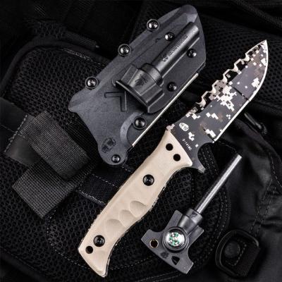 China Non-variable style pocket jungle tactical knife hunting survival combat D2 fixed blade camping knife with sheath and whistle for sale