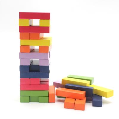 China Eco-friendly material custom printed color classic building block wooden tower toy collapsing diy sets for sale