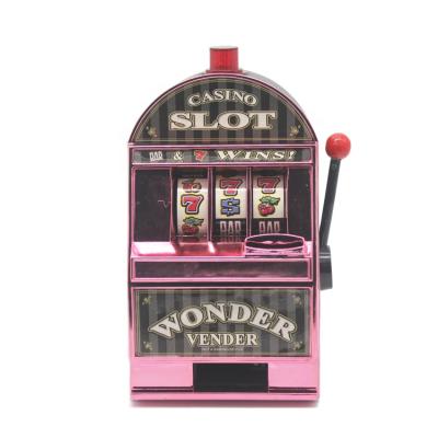 China Indoor Coin Operated Metal Mini Lucky 7's Savings Bank Slot Machine Game with Jackpot Sound and Flashing Lights for sale