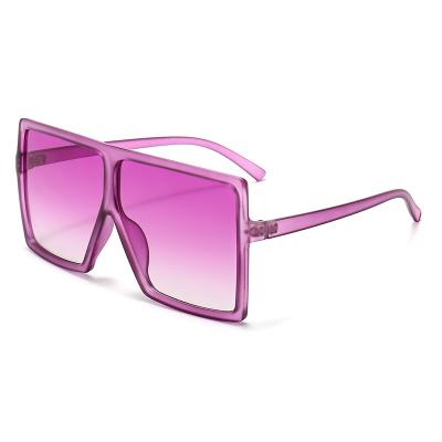 China Rectangle New Trends Square Frame Women Big Shape Sunglasses Flat Surface Plastic Multi Colors Glasses for sale