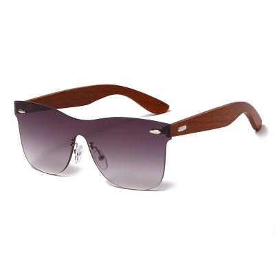 China Fashion Sunglasses OEM Custom Temples Eyewear Women Rimless Wood Sunglasses UV400 for sale