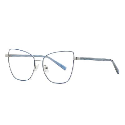 China Latest Design Computer Glasses Trendy Design Spring Hinge Flexible Eyewear Metal Blue Light Anti Blocking Glasses for sale