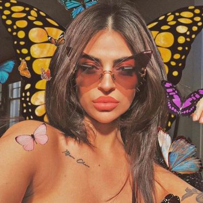 China 2021 Trendy Rimless Butterfly Women Sunglasses Ladies Sun Glasses Fashion Sun Glasses UV400 for sale