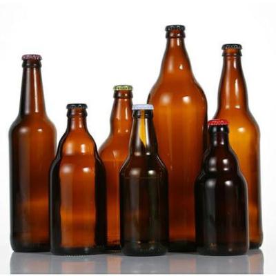 China Custom Beverage Bottle Brown Glass Beer Bottle 250ml 500ml 330ml With Metal Crown Cap for sale