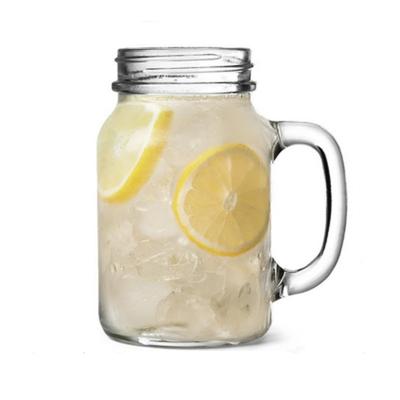 China 2018 Fashion Mason Jar Drinking Glass recyclable material product with handle wholesale for sale