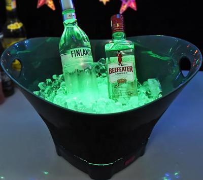 China Bar Hotel Nightclub Home Office Use 12L Ice Bucket Viable Plastic Ice Wine Buckets LED Illumination Ice Buckets for sale