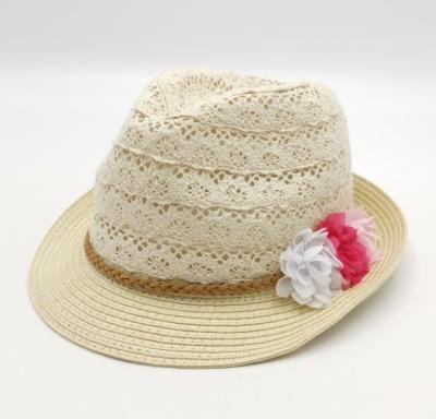 China 100% Eco-friendly Summer Kids Panama Paper Straw Beach Hats Lace Up Hat for sale