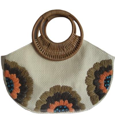 China Fashion Lady Hobo Bag HIFA Paper Straw Handbag Embroidery Tote Bag for sale