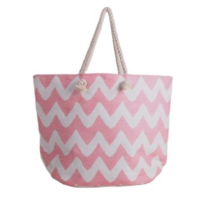 China Fodable Straw Bag Large Paper Straw Beach Zigzag Bag with Cotton Rope Handle for sale