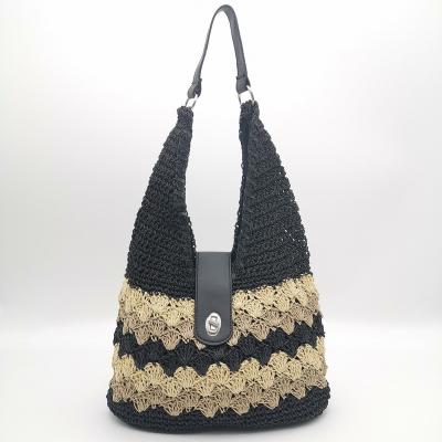 China Tote Bag Crochet Foldable Patterned Beach Paper Straw Bag for sale