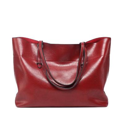 China 2018 factory new handbags fashion leather direct wax leather compound oil large bag leather shoulder bag for sale