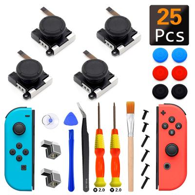 China Plastick+Metal 25 IN 1 Hot Selling 3D Repair Parts Thumb Analog Stick For Nintend Switch NS Joystick Grips Controller Replacement Kit for sale