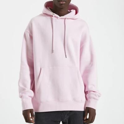 China Custom Viable Logo Solid Color Long Sleeve Men's Pullover Sportswear Drawstring Outdoor Pink Hoodies for sale