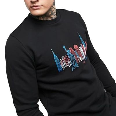 China Wholesale High Quality Custom Logo Oversized Embroidered Men's Vintage Breathable Sweatshirt Fashion Black Loose Pullover for sale