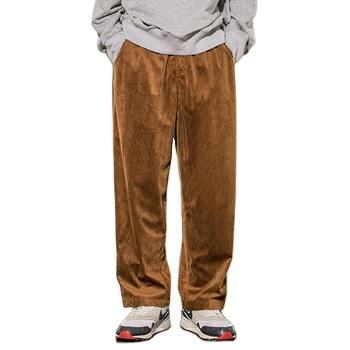 China Custom Logo Mens Autumn Loose Fit Anti-wrinkle Simple Design Jogging Corduroy Pants Men for sale