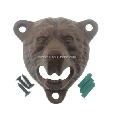 China Sustainable Vintage Cast Iron Grizzly Teeth Bite Wall Mounted Bottle Opener for sale