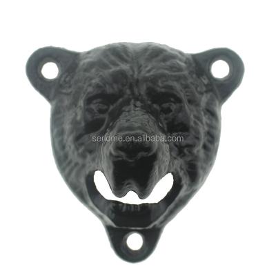 China Durable Wall Mounted Cast Iron Animal Head Bear Bottle Opener for sale