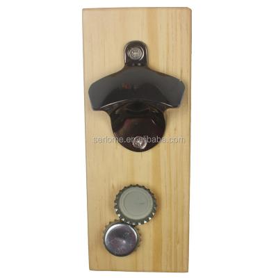 China Sustainable Wall Mounted Wooden Fridge Magnet Beer Bottle Opener for sale