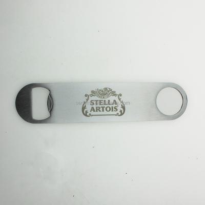 China Viable Blade Lasered Etched Logo Stella Artois Beer Stainless Steel Bottle Opener for sale