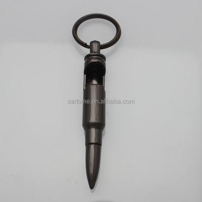 China Viable Cool Fancy Printed Logo Gun Black Beer Bottle Custom Opener Bullet Shaped Bullet Key Chain Key Opener for sale