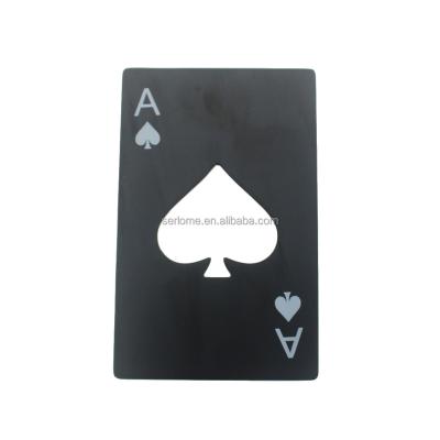 China Bar Viable Accessory Survival Black Ace Outdoor Card Playing Poker Card Stainless Steel Credit Card Bottle Opener for sale