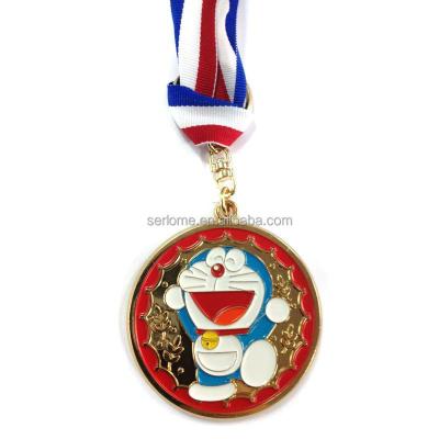 China Custom Advertising Gift Printed Custom Logo Sports Antique Copper Doraemon Zinc Alloy Metal Medal Cute Cartoon Children Medals for sale